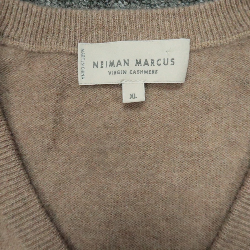 Neiman Marcus Sweater Mens Extra Large Brown 100% Cashmere V Neck Jumper‎ XL - Picture 3 of 8
